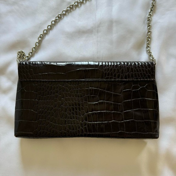 brown embossed leather shoulder / hangbag - Picture 3 of 7